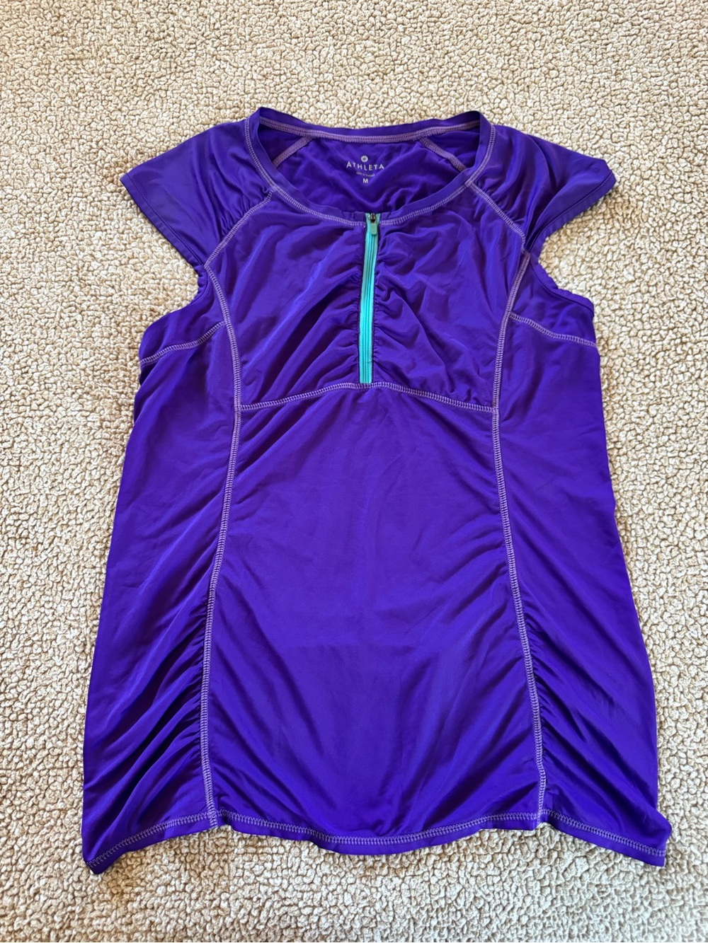 Athleta Purple Ruched Half-Zip Running Top Size Medium